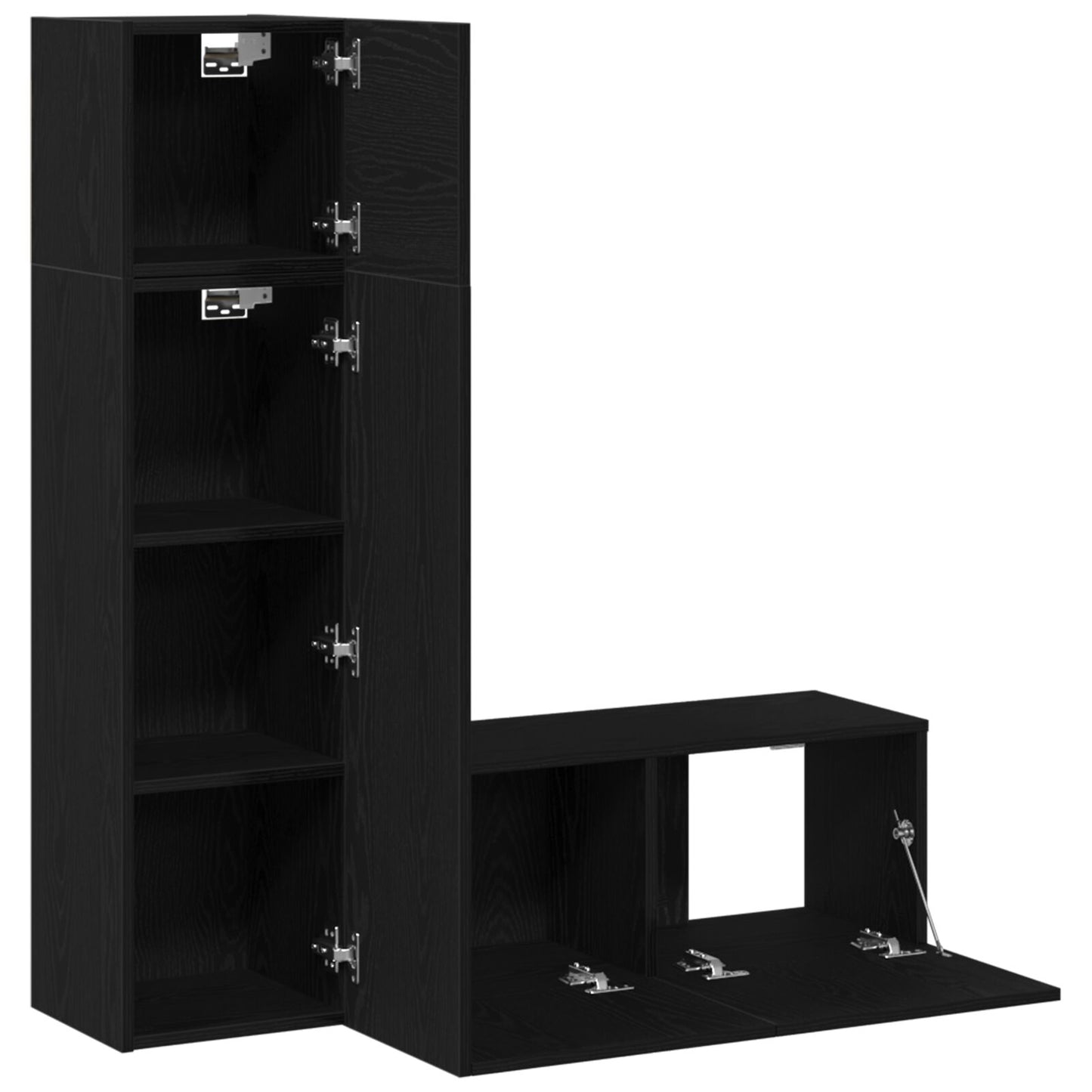 3-Delige Tv-Kastenset Zwart Eiken Gefabriceerd Hout