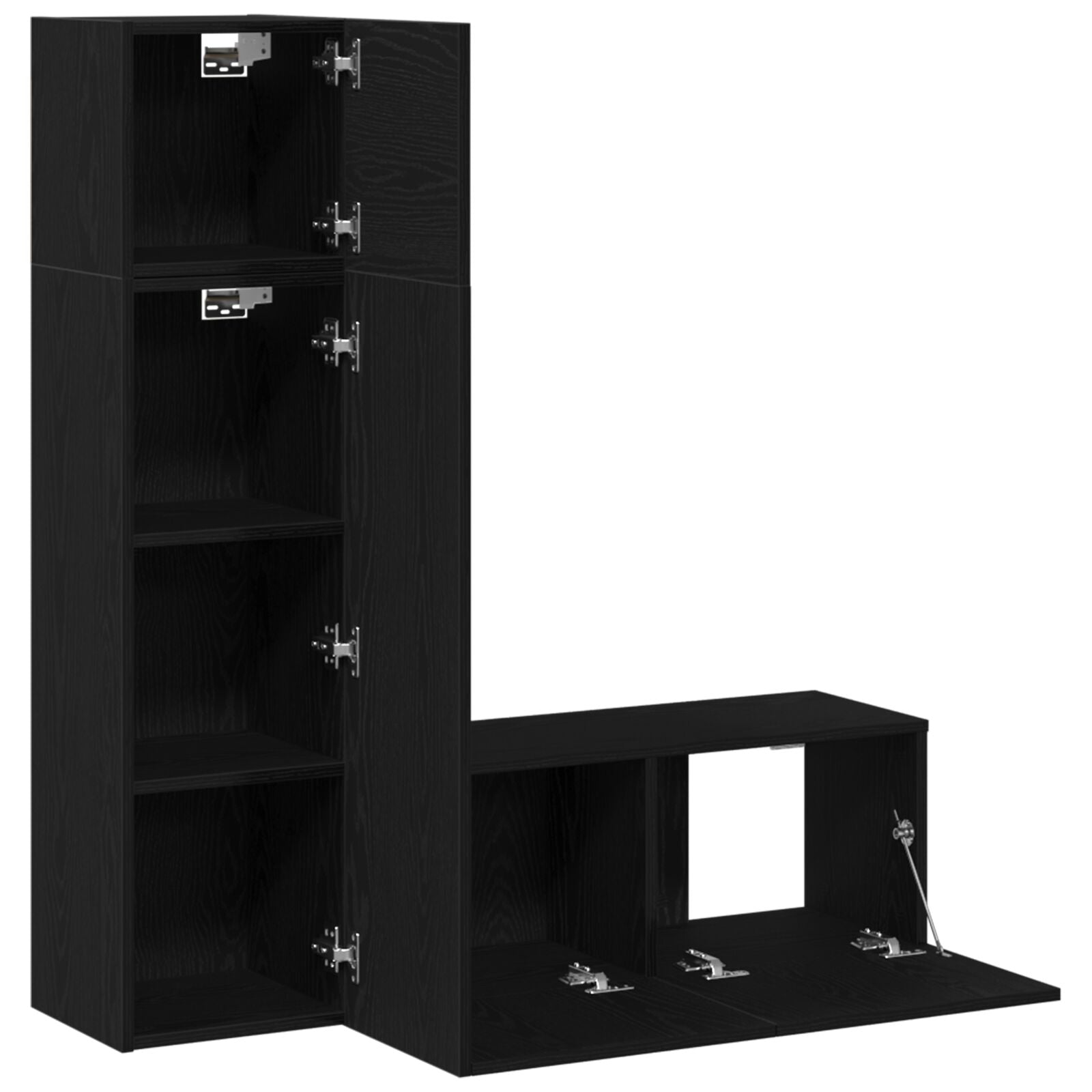 3-Delige Tv-Kastenset Zwart Eiken Gefabriceerd Hout