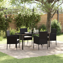 5-Delige Tuin Eetset Met Kussens Zwart Poly Rattan