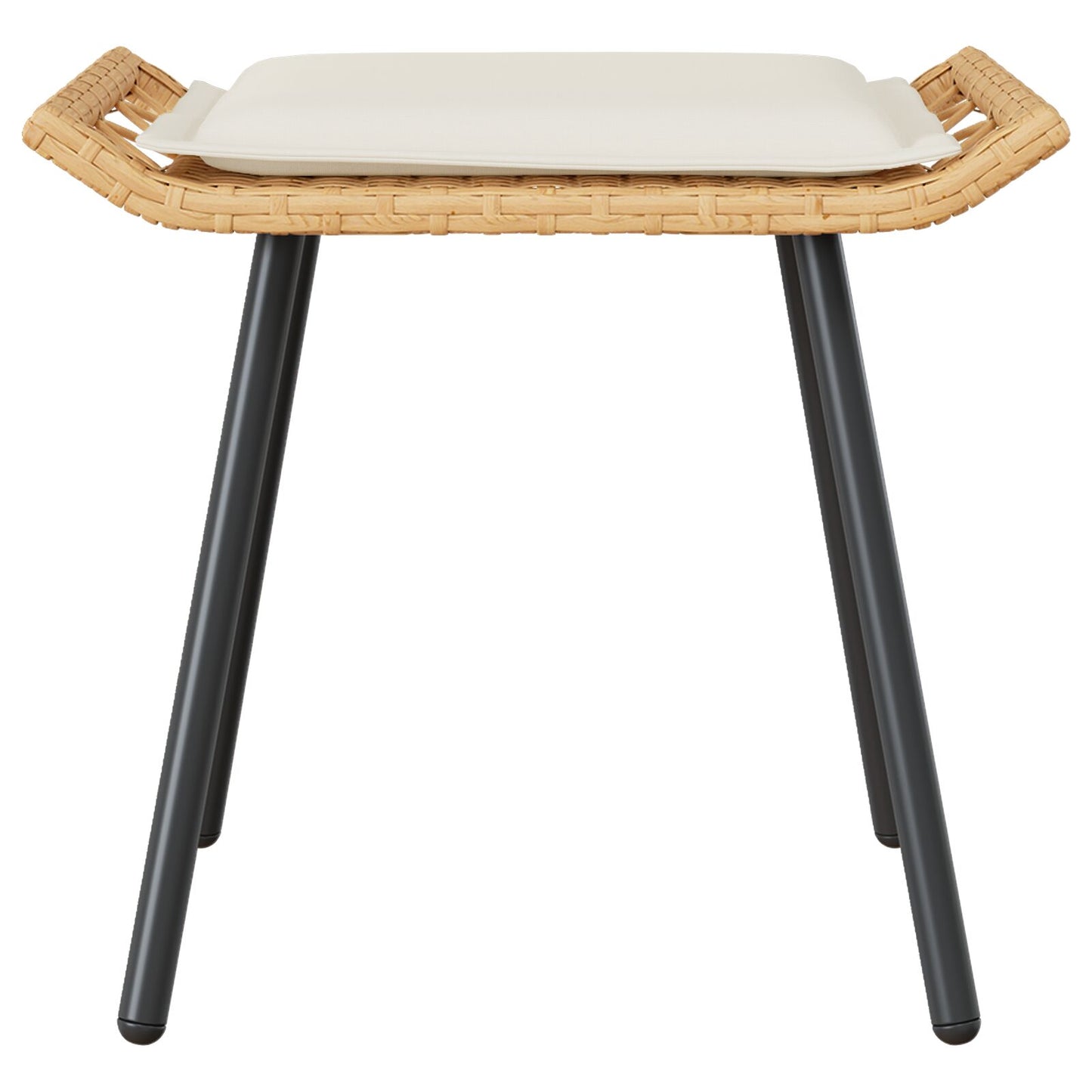 4-Delige Tuinsofa Set Met Kussens Van Poly Rattan Natuurlijk Bank + tafel + voetsteun