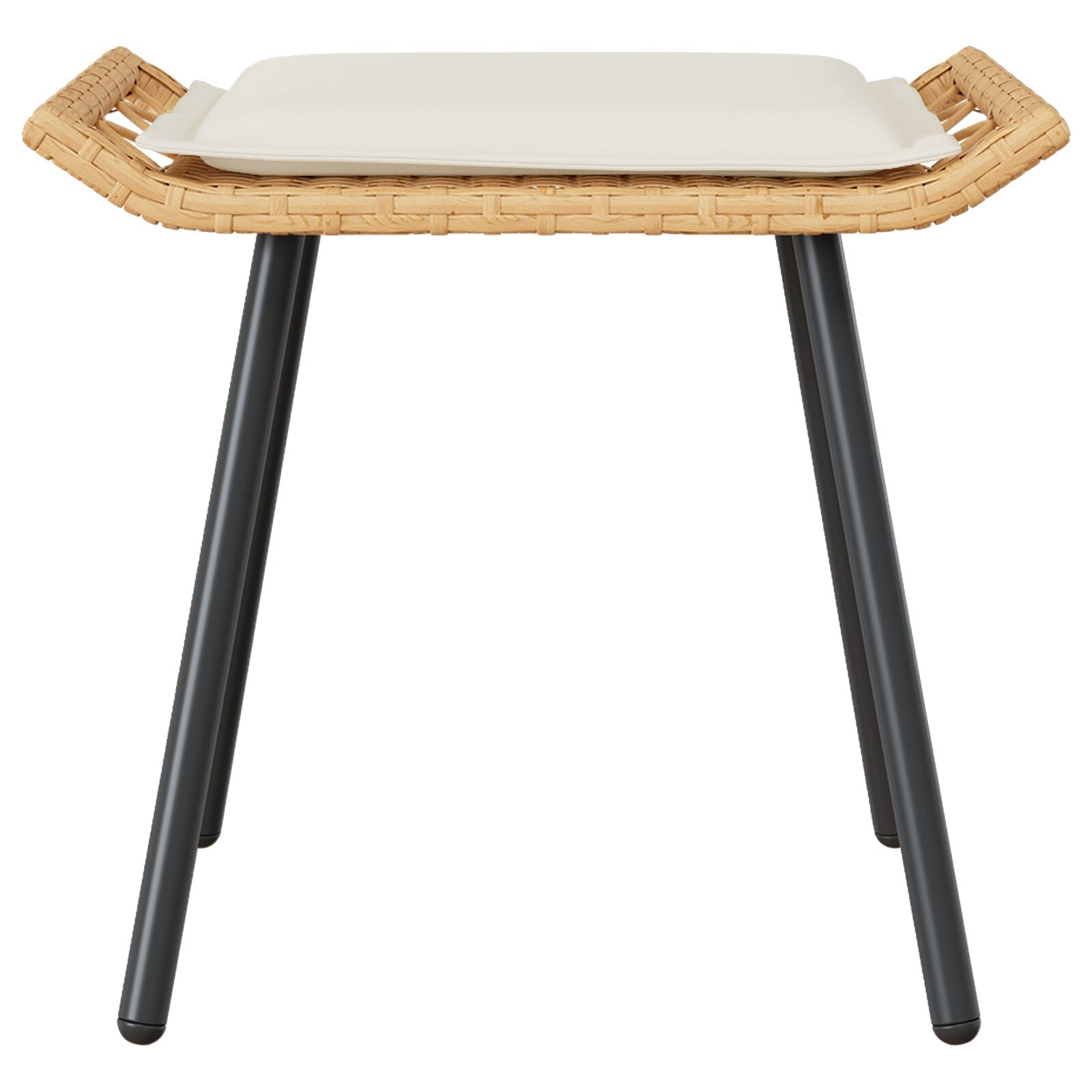 4-Delige Tuinsofa Set Met Kussens Van Poly Rattan Natuurlijk Bank + tafel + voetsteun