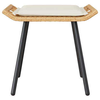 4-Delige Tuinsofa Set Met Kussens Van Poly Rattan Natuurlijk Bank + tafel + voetsteun