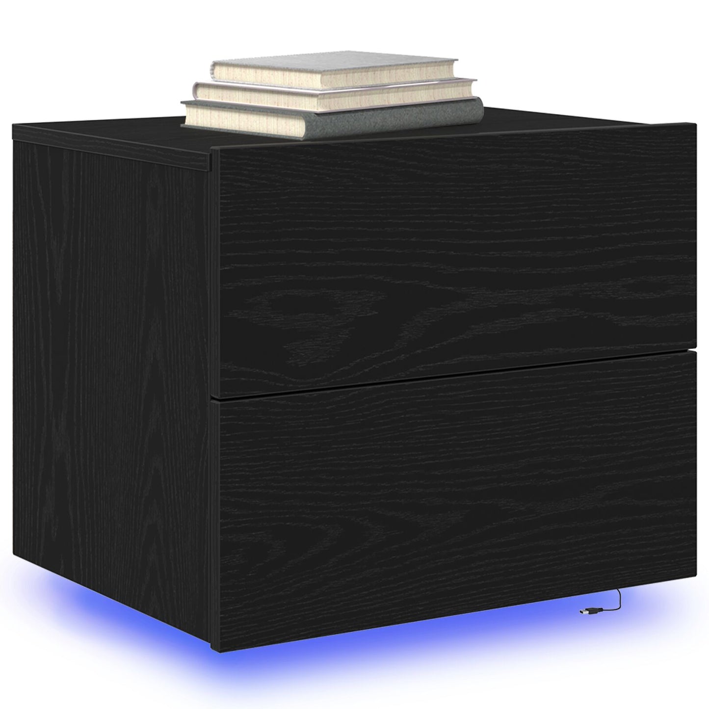 Nachttafels Met Led Verlichting Wandgemonteerd 2 Stuks Zwart eiken