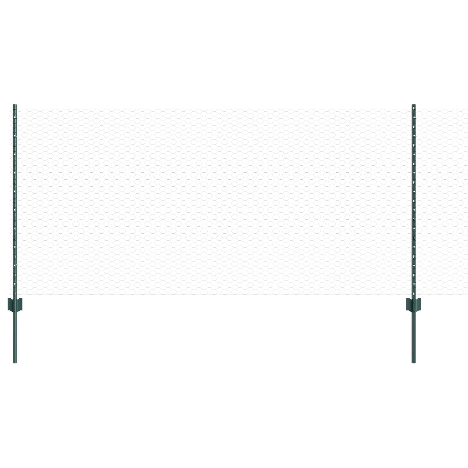 Hekpalen 11 Stuks U-Kanaal Groen 100 Cm Staal,  Hexagonaal Hek Groen 1X50 M Staal