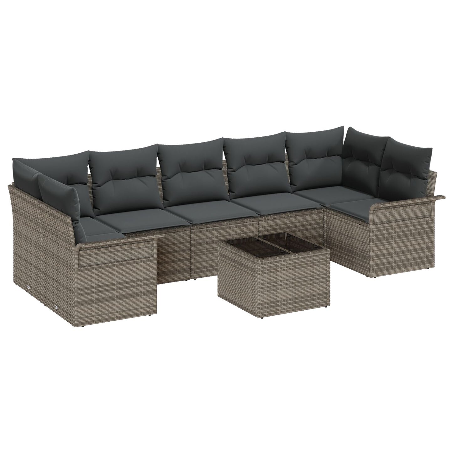 8-Delige Tuin Sofa Set Met Kussens Grijs Poly Rattan