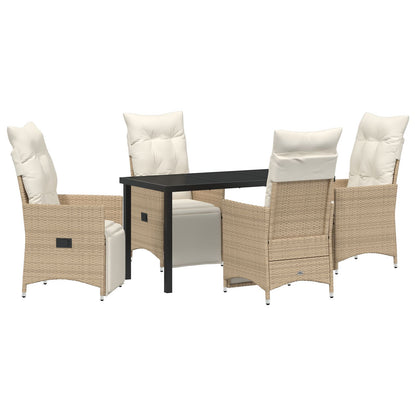 5-Delige Tuin Eetset Met Kussens Beige Poly Rattan