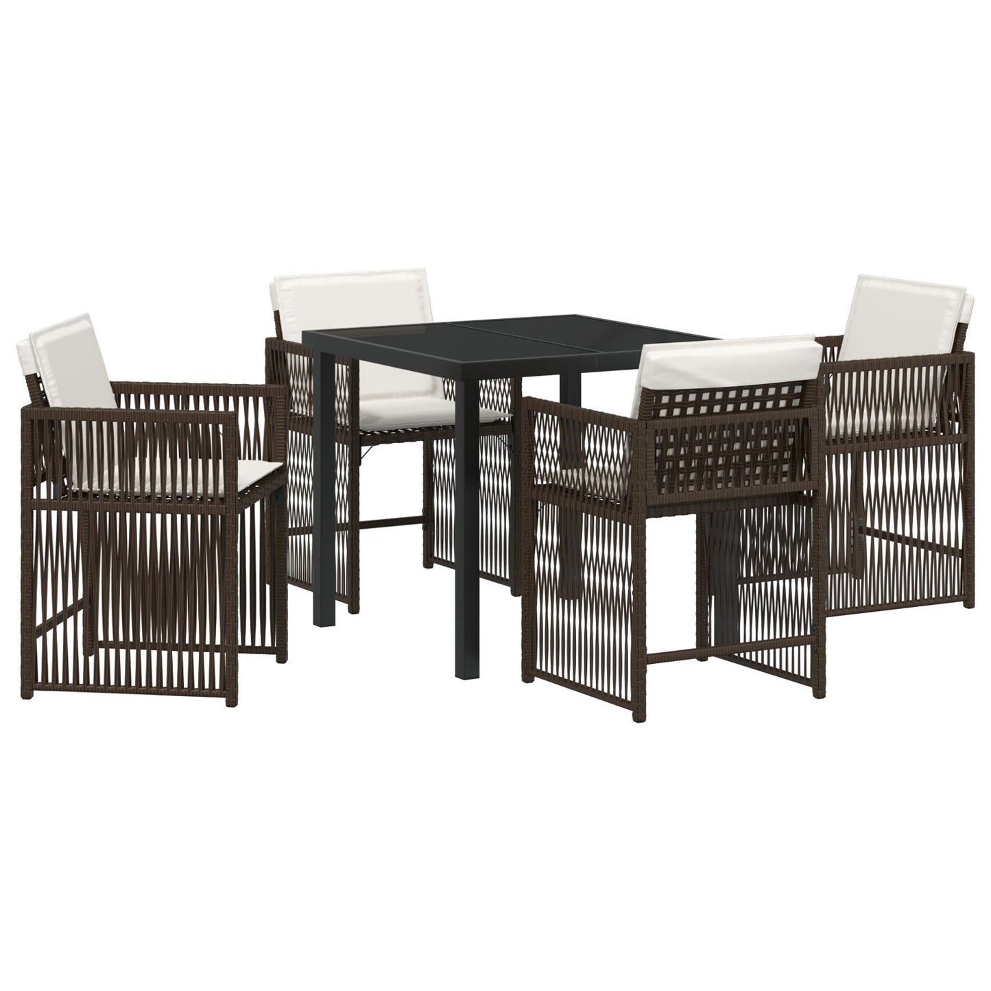 5-Delige Tuin Eetset Met Kussens Bruin Poly Rattan