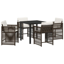 5-Delige Tuin Eetset Met Kussens Bruin Poly Rattan