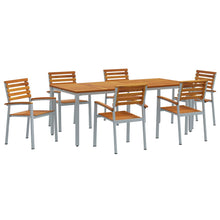 7-delige tuin dinerset van massief acaciahout en metaal