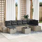 Loungeset 8-delig polyrattan lichtgrijs