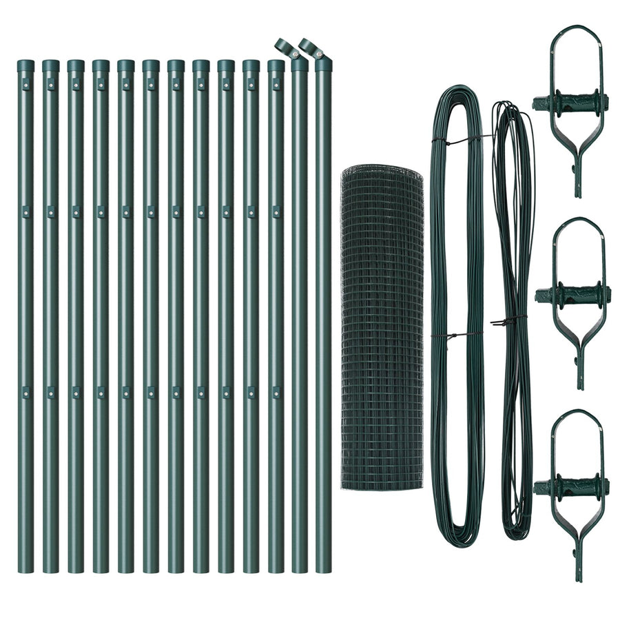 Groene Pvc-Gecoat Hekpostset Set Van 2 25 X 0.5 M Duurzaam Gegalvaniseerd Staal