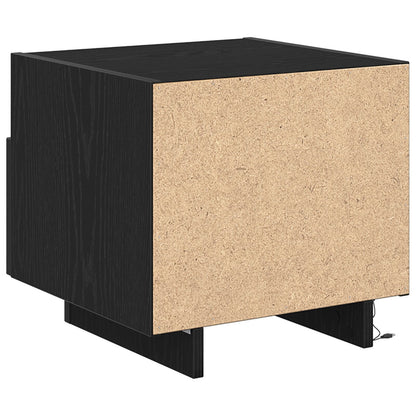 Nachttafels Met Led-Lampen 2 Stuks 40X39X37 Cm Zwart eiken