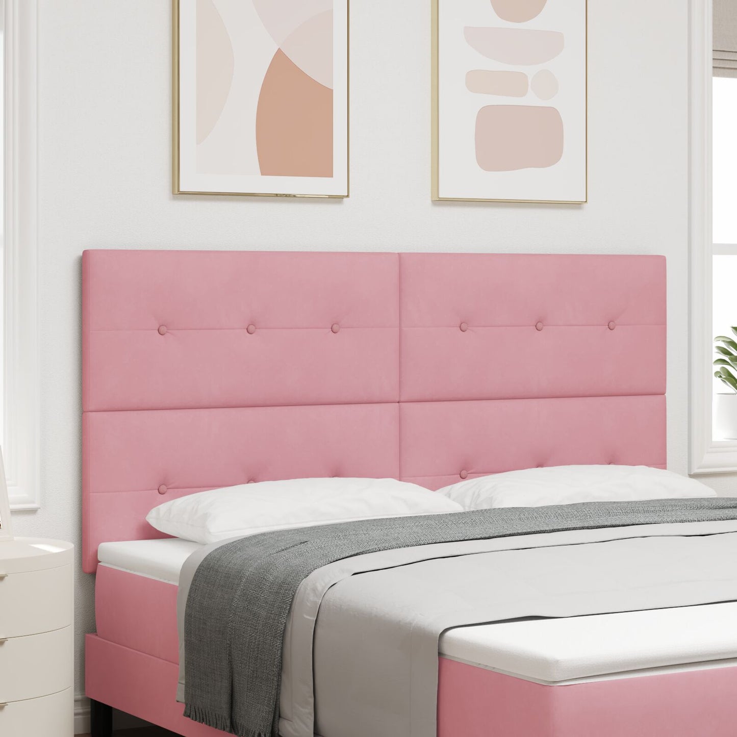 Hoofdbord Met Knopen Fluweel Roze 180 cm Hoog hoofdbord