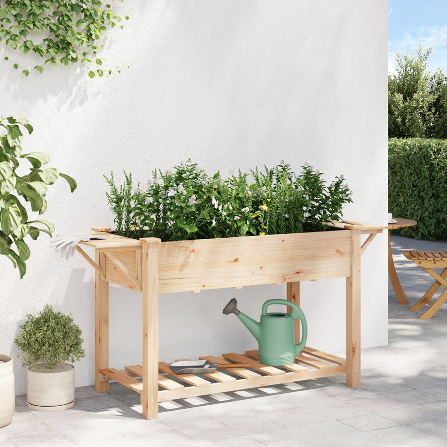 Tuinbak Met Planken 155X59X76 Cm Massief Grenenhout 155 x 59 x 76.5 cm