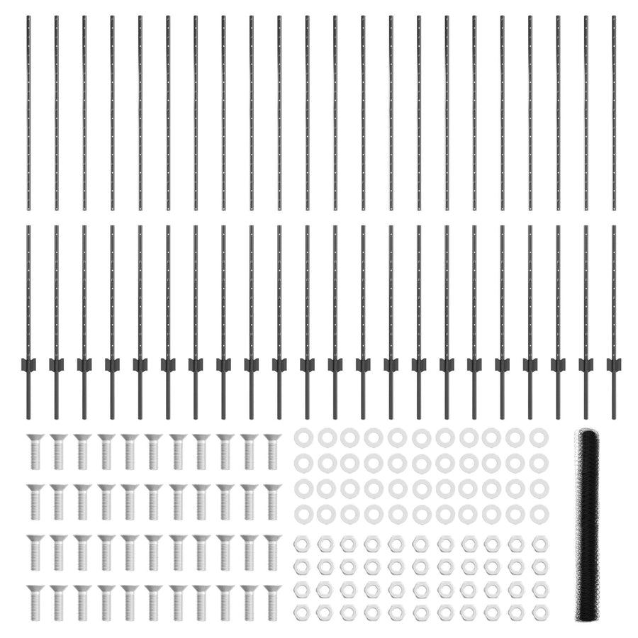Fence Posts 22 Stuks U-Channel Grijs 150 Cm Staal,  Hexagon Fence Grijs 1.5X50 M Staal