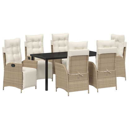 7-Delige Tuin Eetset Beige Poly Riet