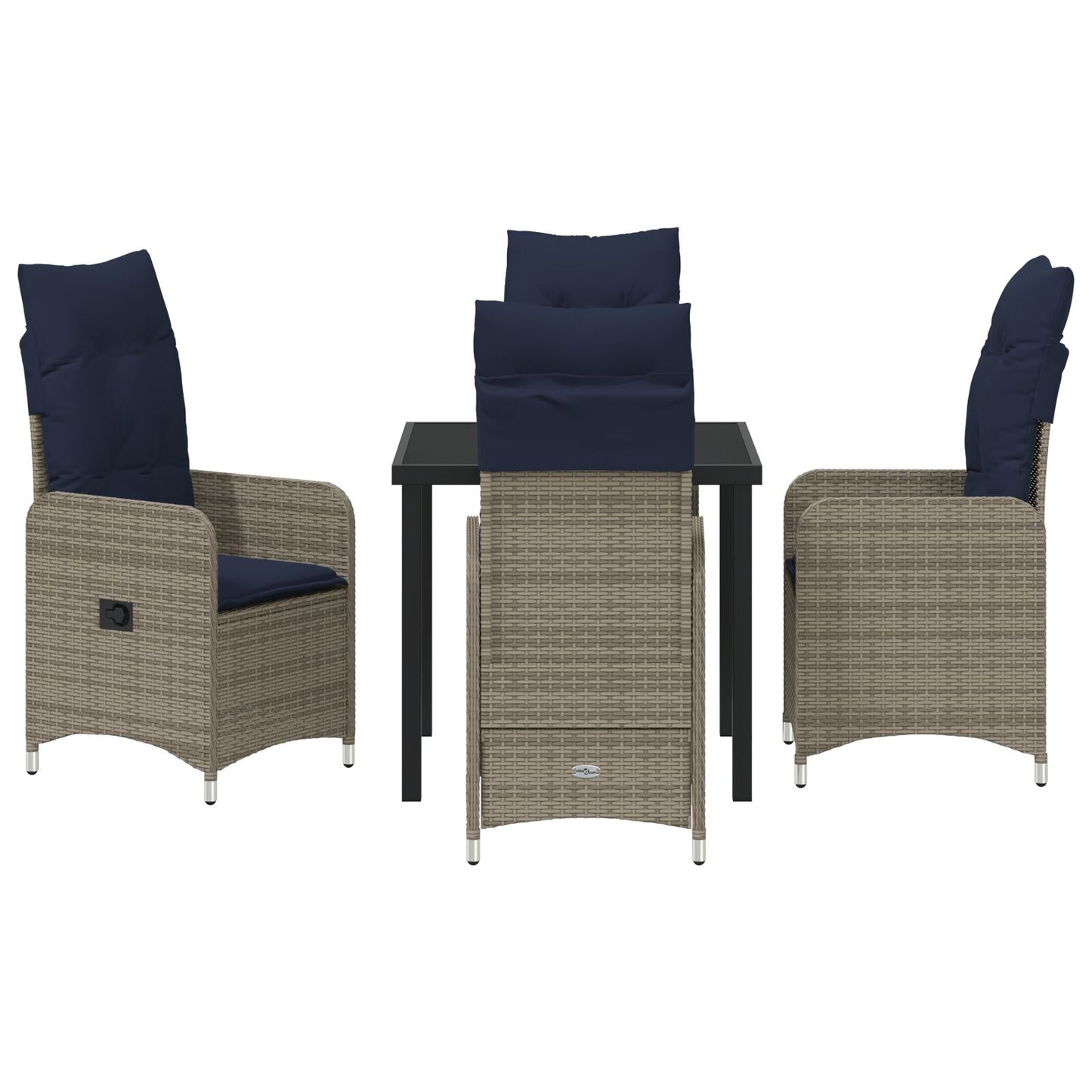 5-Delige Tuin Eetset Met Kussens Zwart Poly Rattan