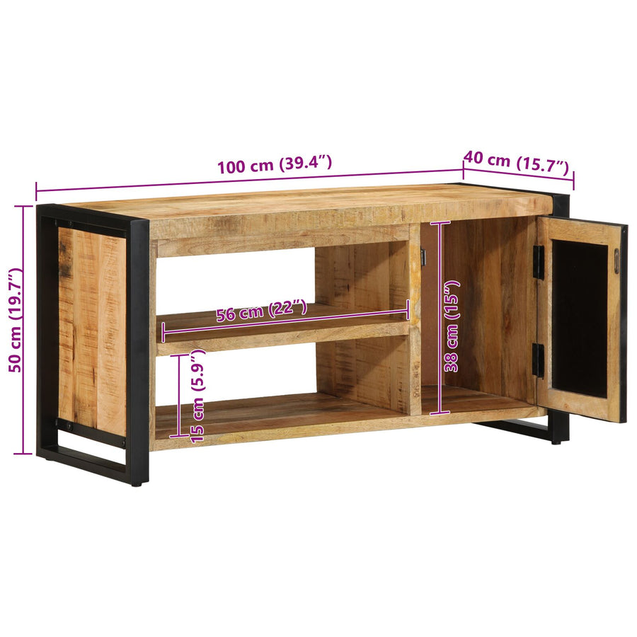Schoenbank 100X40X50 Cm Massief Hout Ruw Mangohout