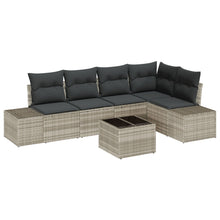 6-Delige Tuin Sofa Set Met Kussens Grijs Poly Rattan Licht grijs met tafel