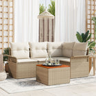Garden Sofa Set with Cushion 5 pcs Beige poly rattan