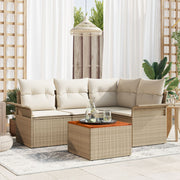 Tuinset poly rattan 5-delig beige