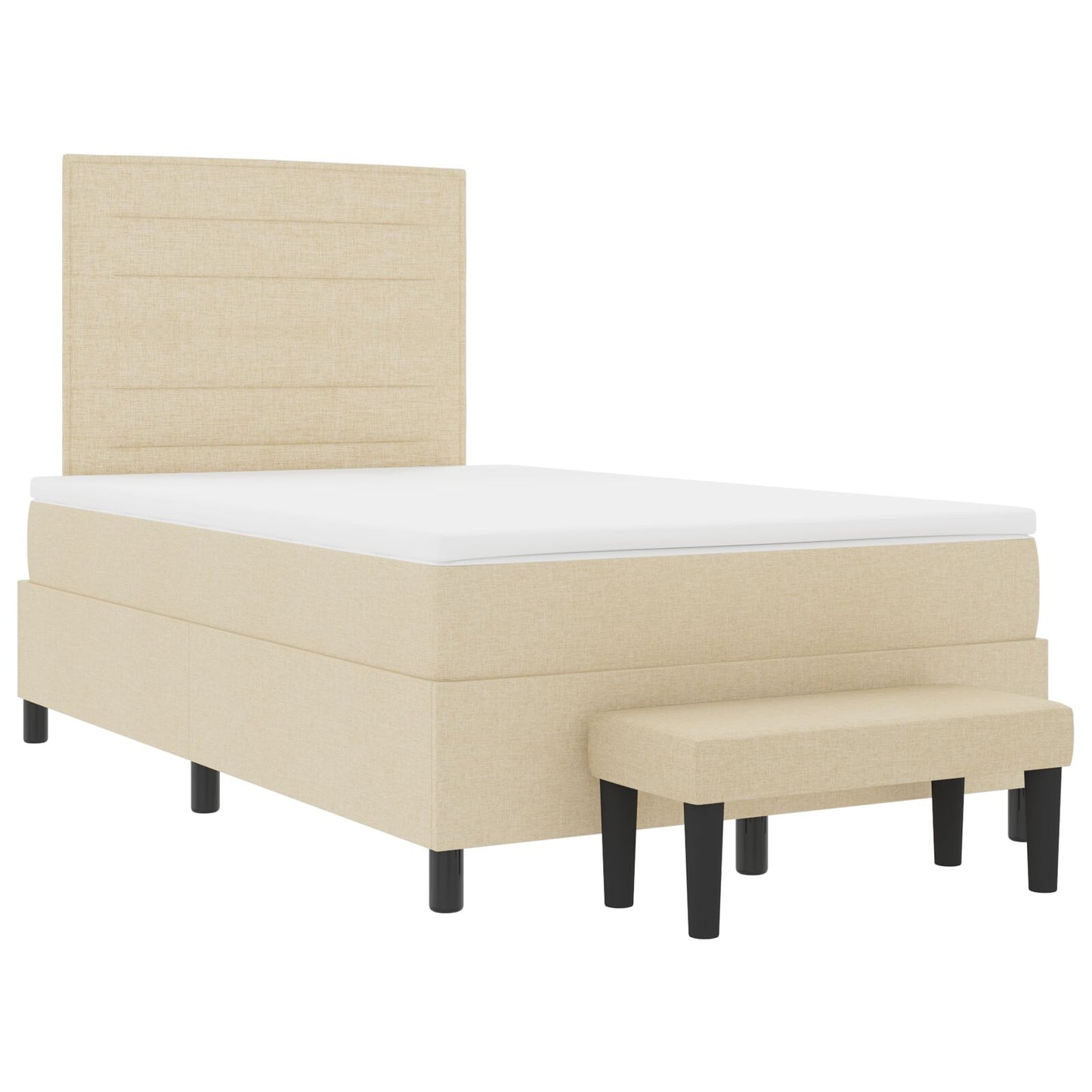 Boxspring Bed Met Matras & Bench Stof Crème 120 x 200 cm Lijn ontwerp