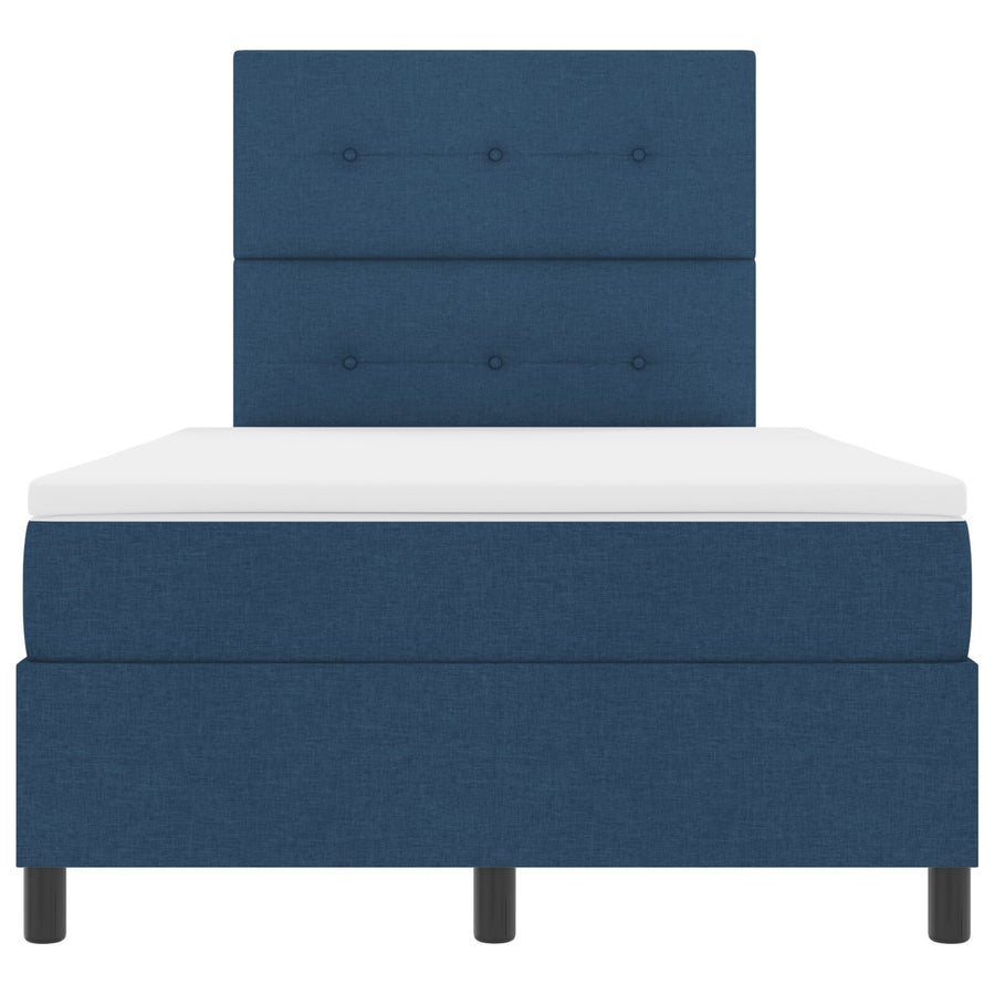 Boxspring Bed Met Matras Stof Blauw 120 x 200 cm Knopgequilte