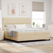Boxspringbed 200x200 cm stof crème