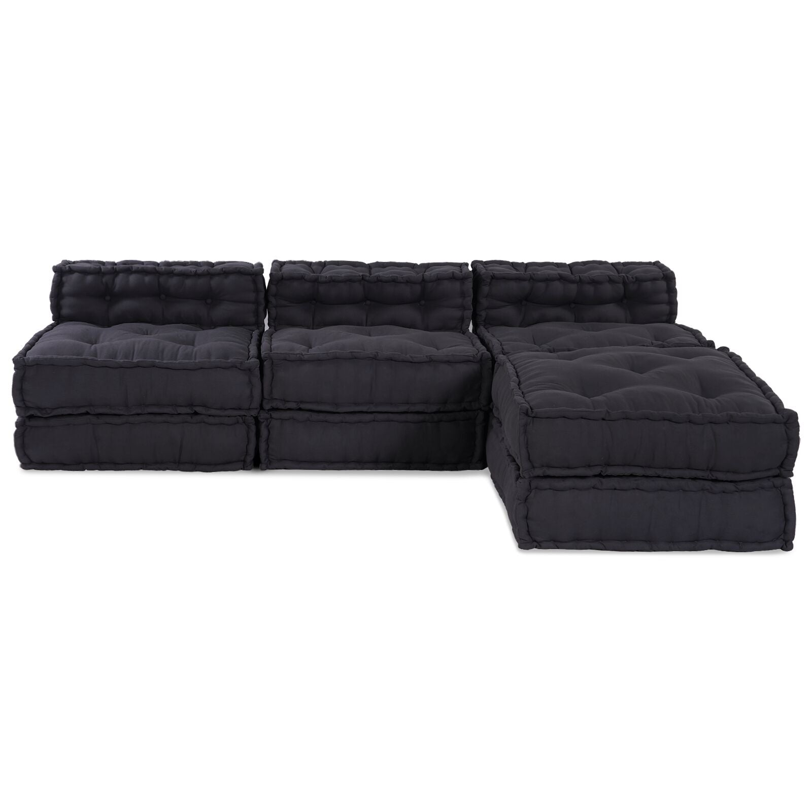 Modulaire Poefs 4 Stuks In Antraciet Stof Anthraciet 70 x 70 x 54 cm Lounge + 3x midden