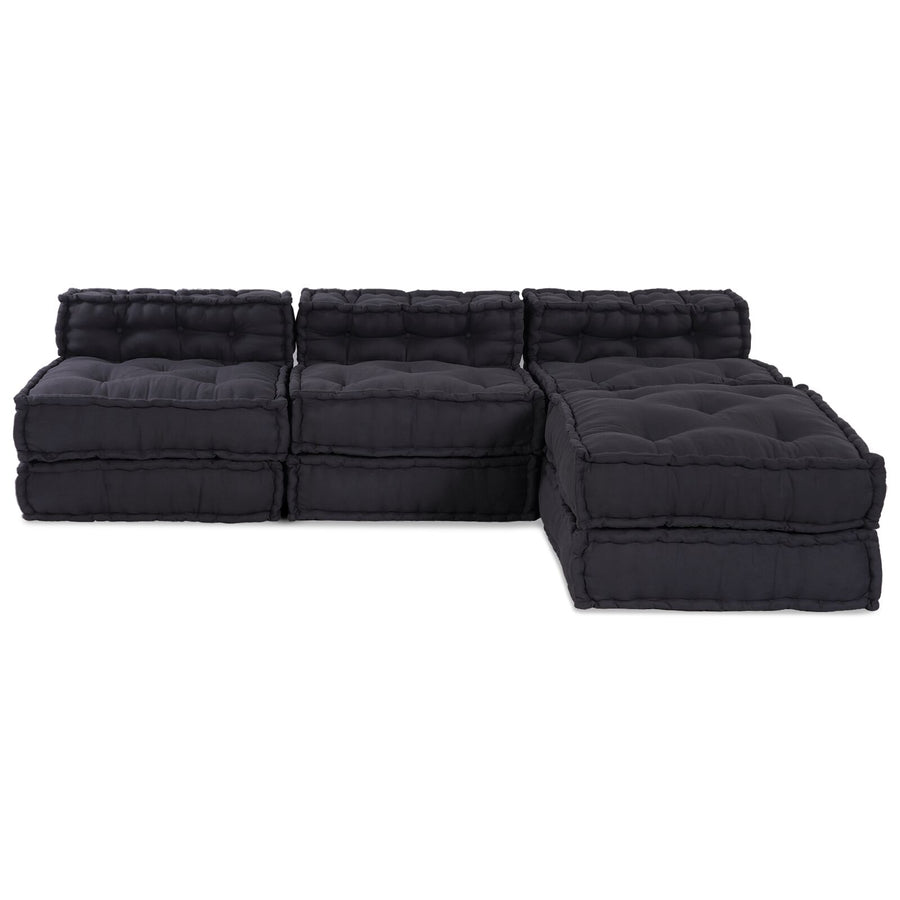 Modulaire Poefs 4 Stuks In Antraciet Stof Anthraciet 70 x 70 x 54 cm Lounge + 3x midden