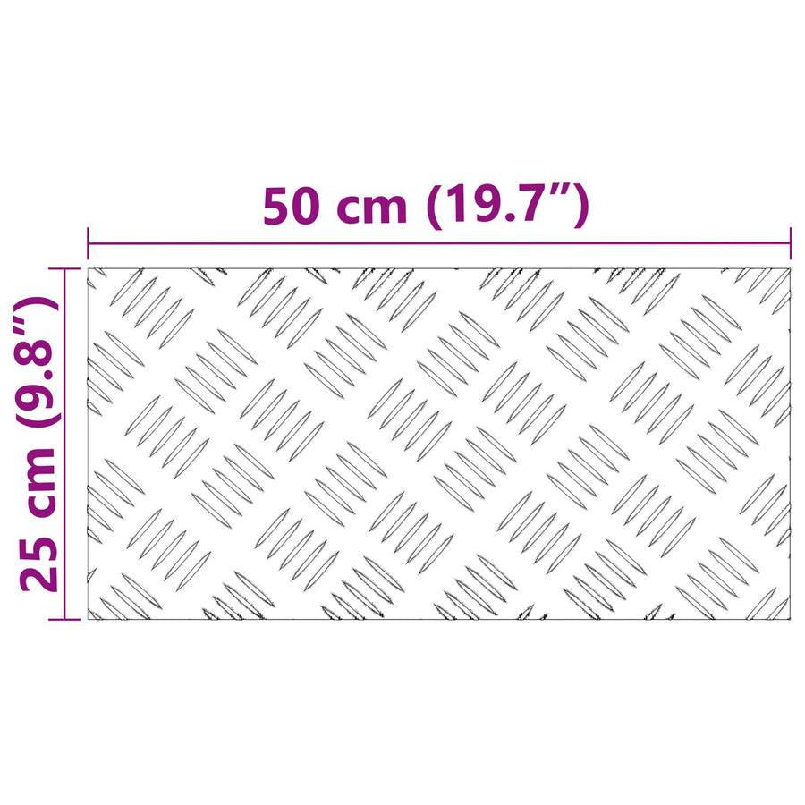Aluminium Checker Platen - 4 Pak, Anti-Slip, 50X25 Cm 50 x 25 x 0.2 cm Rechthoekig
