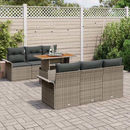 Tuin Sofa Set Set Van 7 Grijs Rattan 7-Delige Tuin Sofa Set