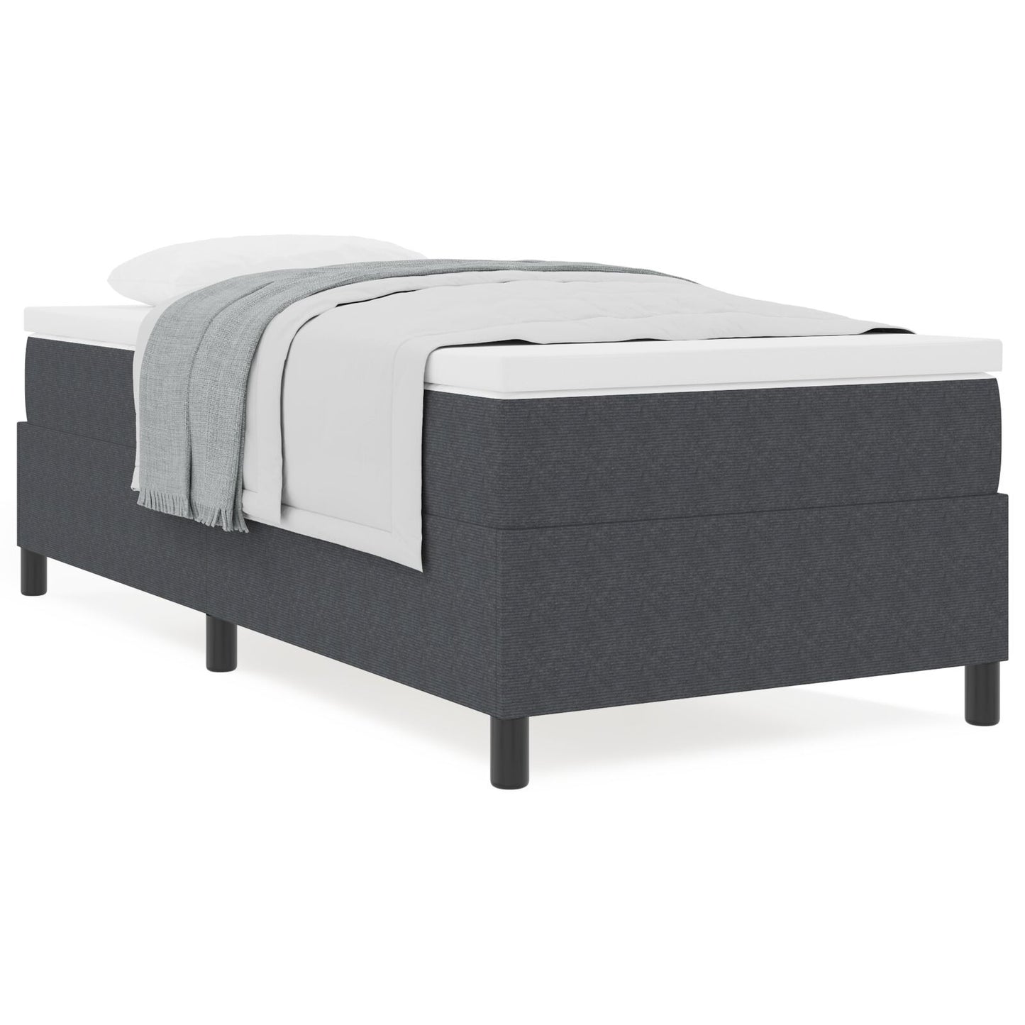 Boxspring Bed Met Matras Donkergrijs 80X200 Cm Corduroy Stof