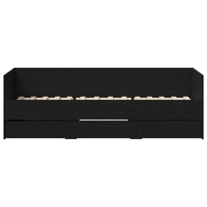 Dagbed Zwart Eiken Bewerkt Hout 90 X 200 Cm Duurzaam Dagbed