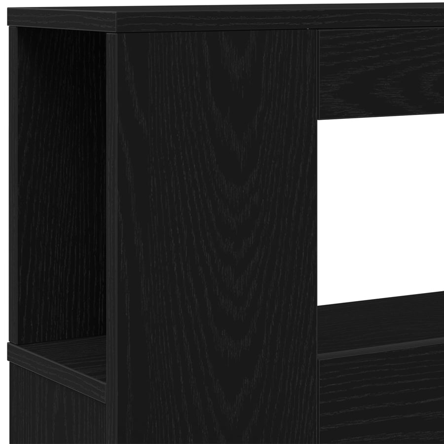 Opberghoofdbord Met Led-Verlichting Zwart Eiken 180X18,5X103,5 Cm