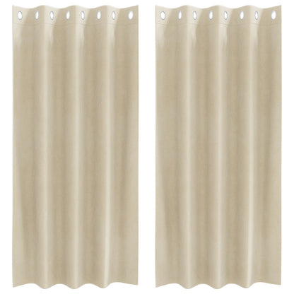 Blackout Gordijnen 2 Stuks Velours Crème 140 x 175 cm met oogjes
