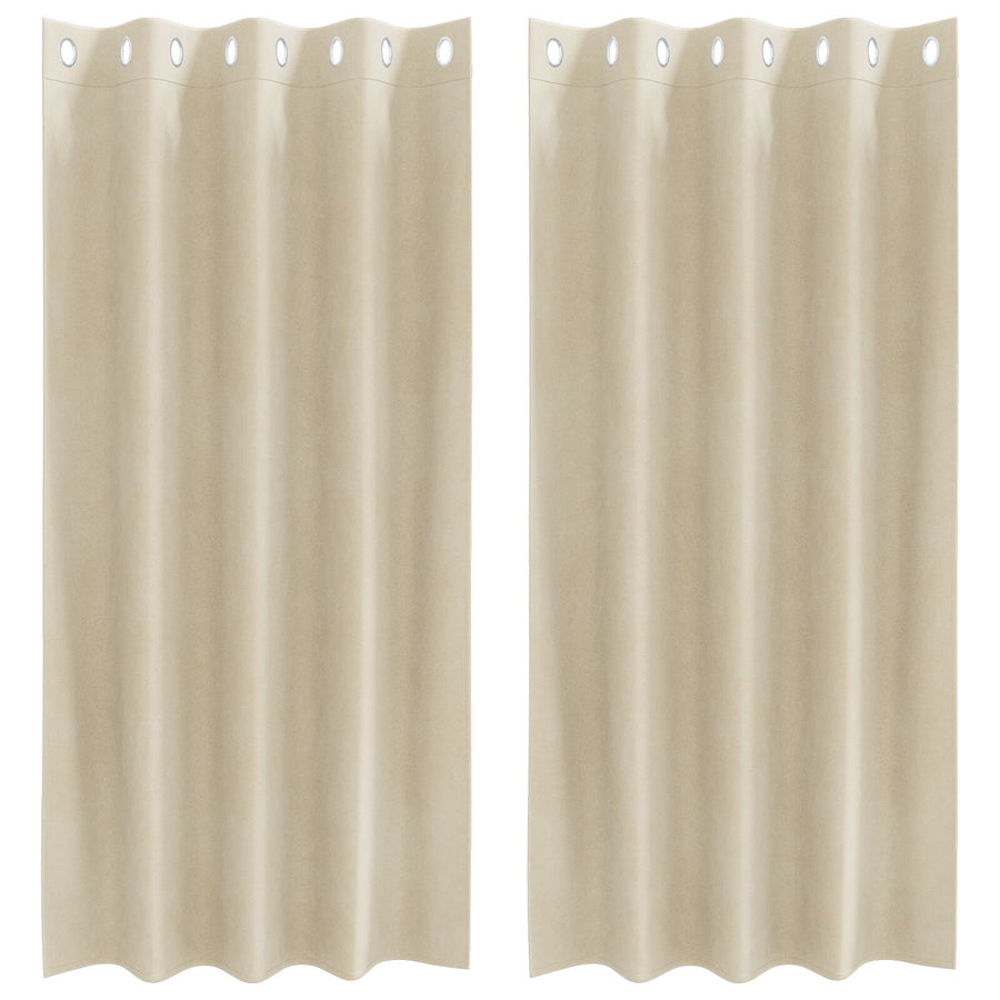 Blackout Gordijnen 2 Stuks Velours Crème 140 x 175 cm met oogjes