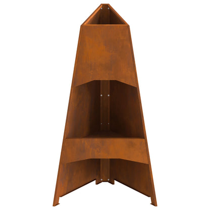 Vuurkorf Piramide 50X45X95 Cm Verweerd Staal Verweerd staal/Bruin