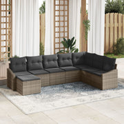 Loungeset poly rattan grijs 8-delig