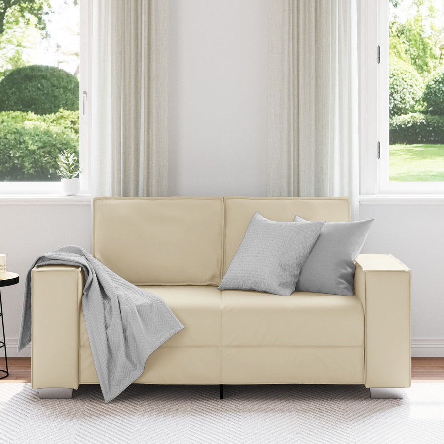 Loveseat Bank Kunstleer Crème 120 cm