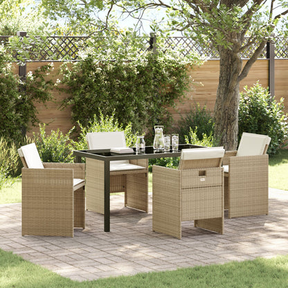 5 Delige Tuindinerset Met Kussens Beige Poly Rattan