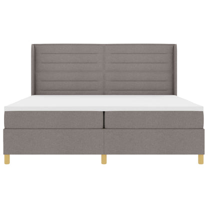 Boxspring Bed Met Matras Taupe 200X200 Cm Stof Blauw