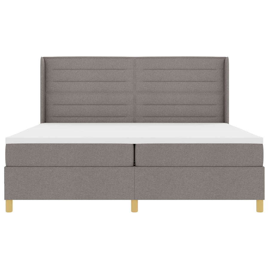 Boxspring Bed Met Matras Taupe 200X200 Cm Stof Blauw