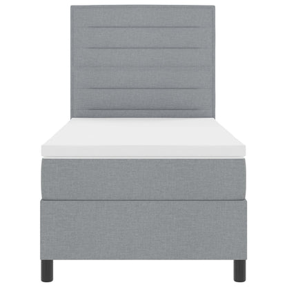 Boxspringbed Met Matras Stof Lichtgrijs 80 x 200 cm Lijnen ontwerp