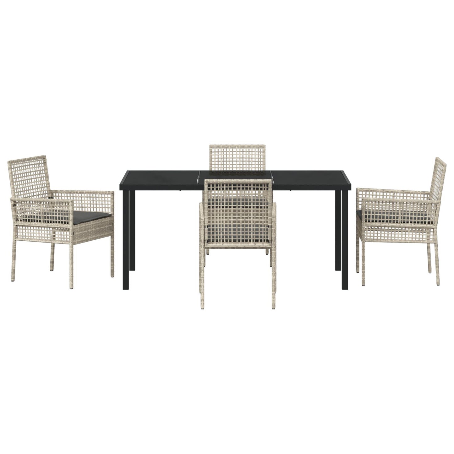 5-Delige Tuindining Set Met Kussens Lichtgrijs Poly Rattan