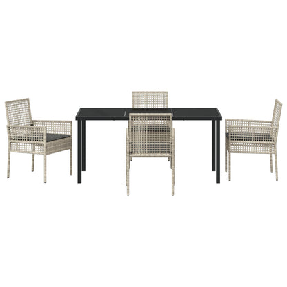 5-Delige Tuindining Set Met Kussens Lichtgrijs Poly Rattan