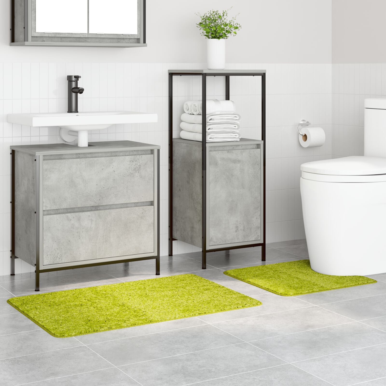 2-Delige Badmat Set Polypropeen Antislip Groen