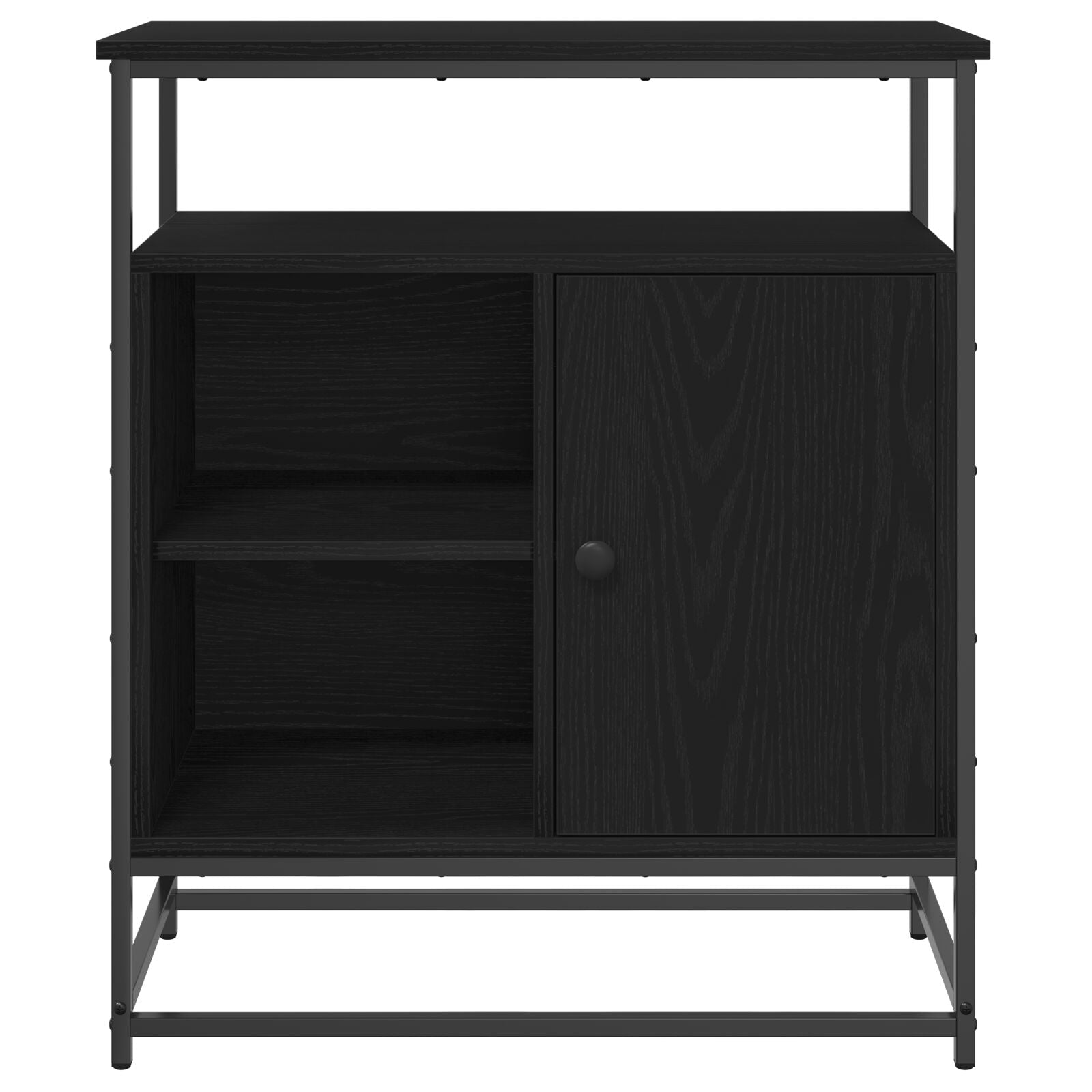 Sideboard 69X35X80 Cm Engineered Hout En Staal Zwart eiken