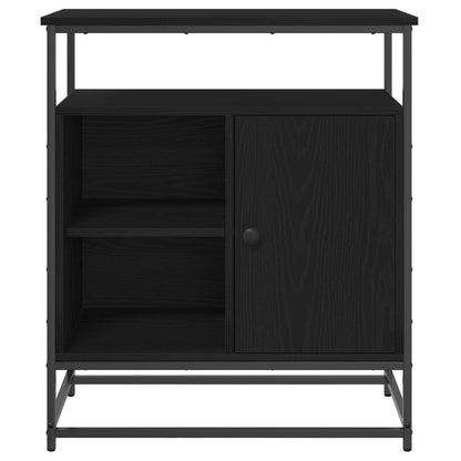 Sideboard 69X35X80 Cm Engineered Hout En Staal Zwart eiken
