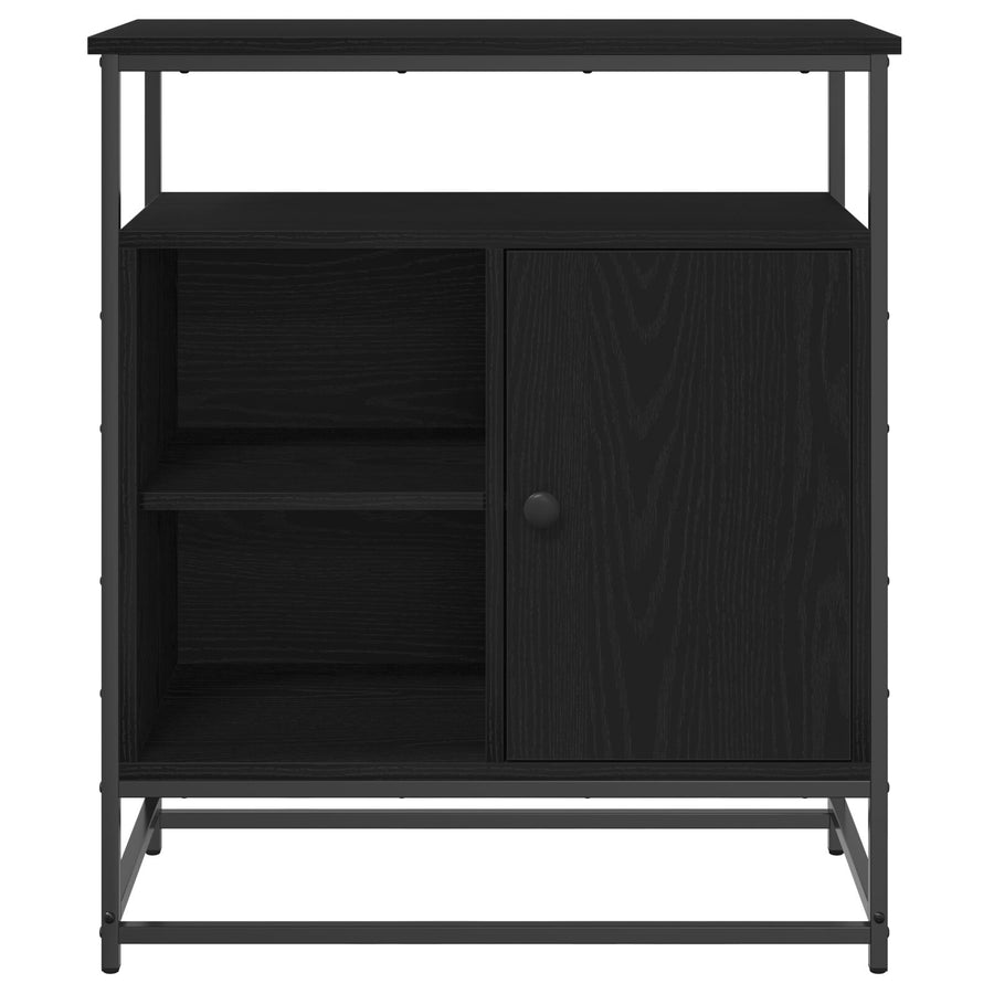 Sideboard 69X35X80 Cm Engineered Hout En Staal Zwart eiken